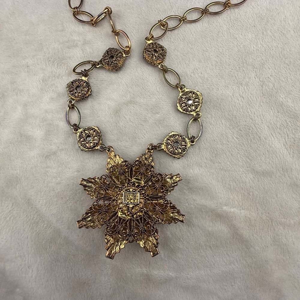 Erickson‎ Beamon Rocks Necklace Cross Gold Tone Rhinestone 34" - Picture 12 of 12